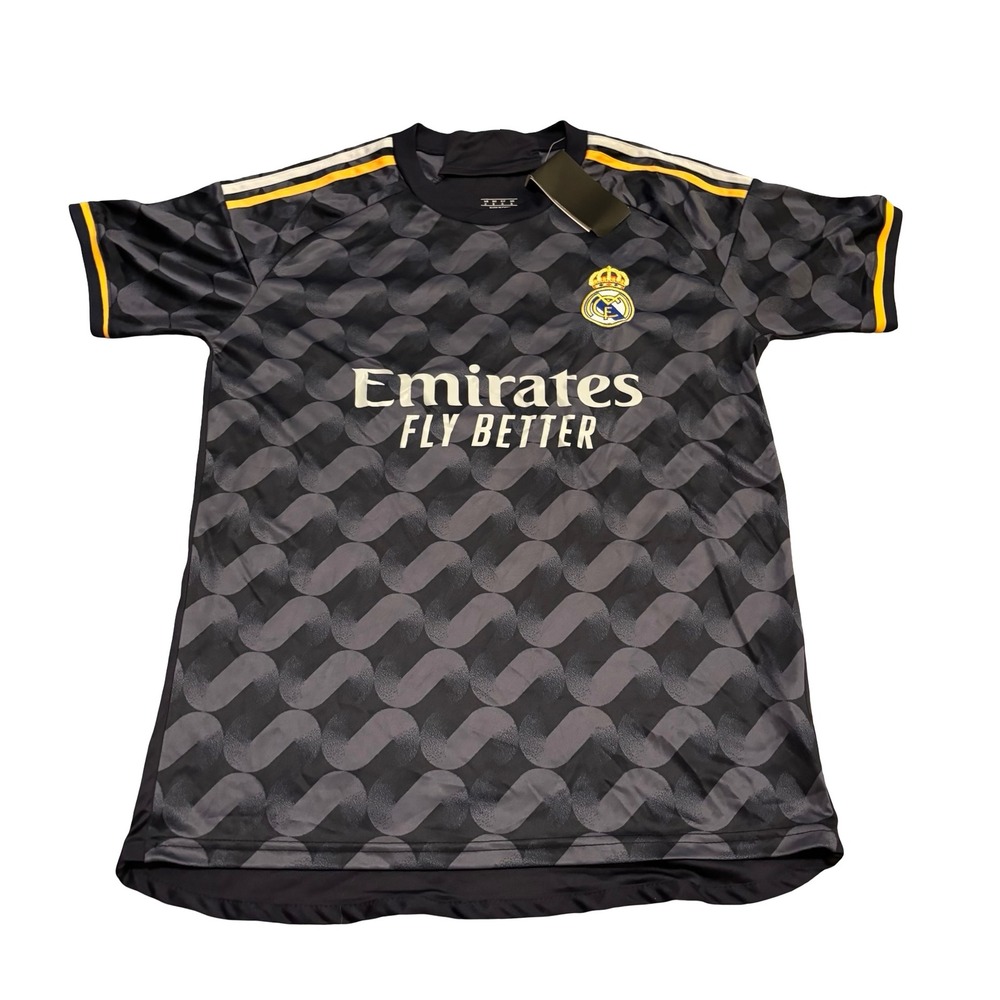 Real Madrid 2023-24 Away Jersey Vini Jr 7 Navy Blue Gold Mens Small NWT